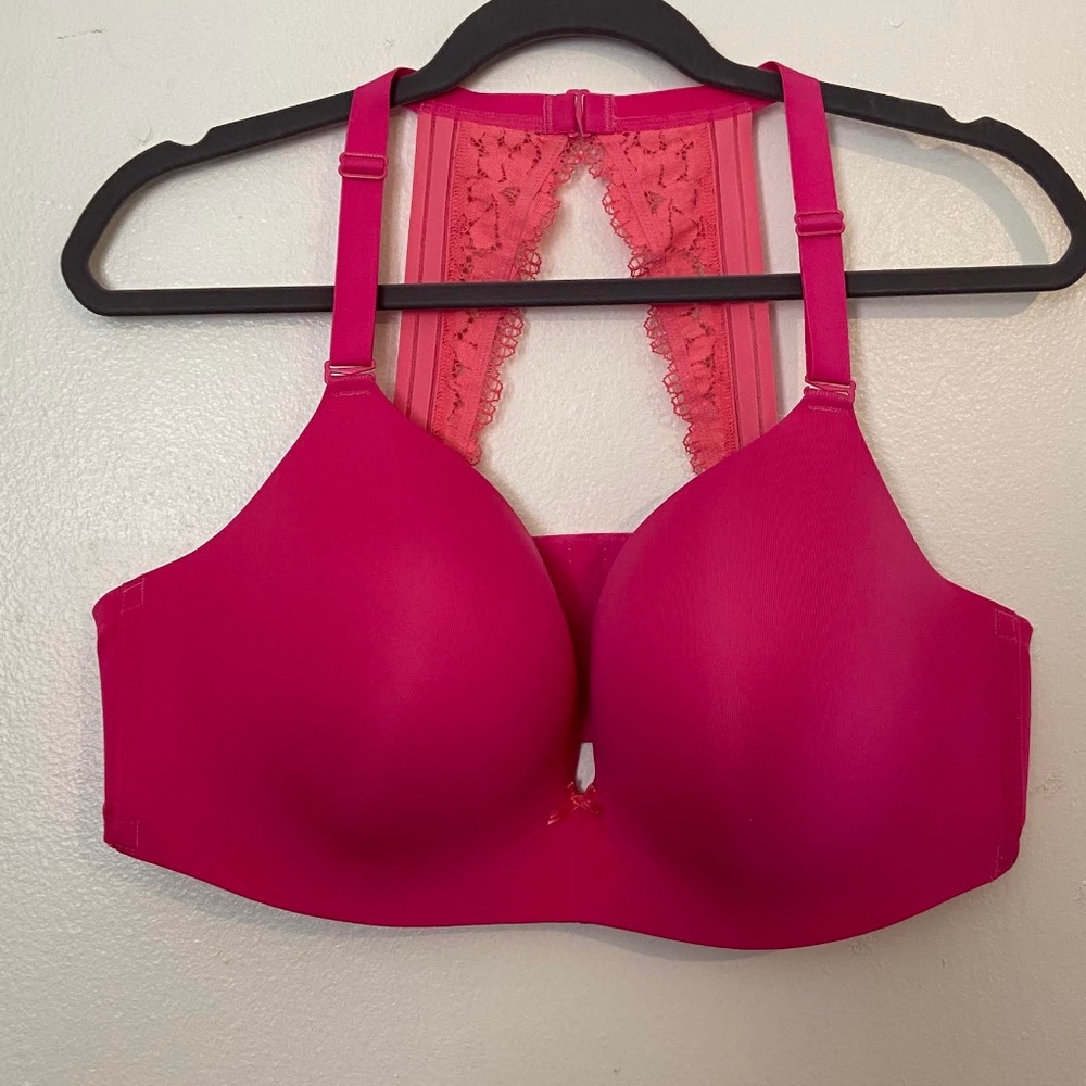 Cacique pink racer back lace bra